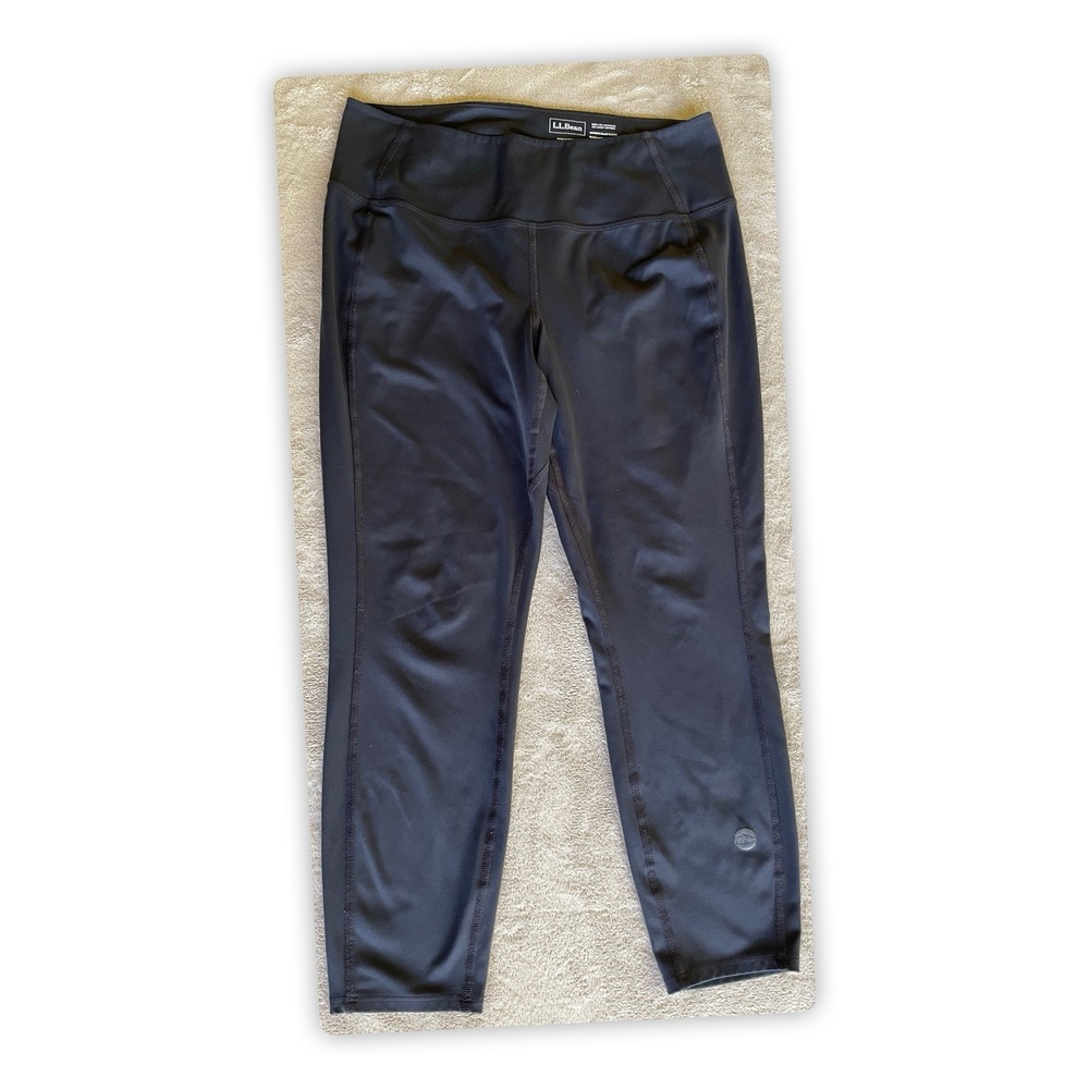 L.L.Bean Black Cropped Leggings Women's M Petite UPF 50 Activewear Pants